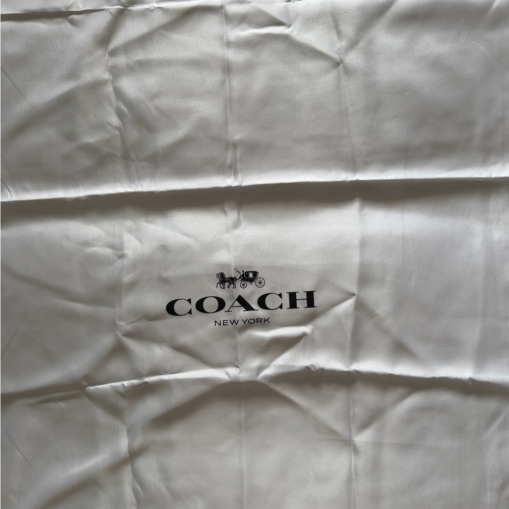 COACH Cream Drawstring Dust Bag with Black Logo